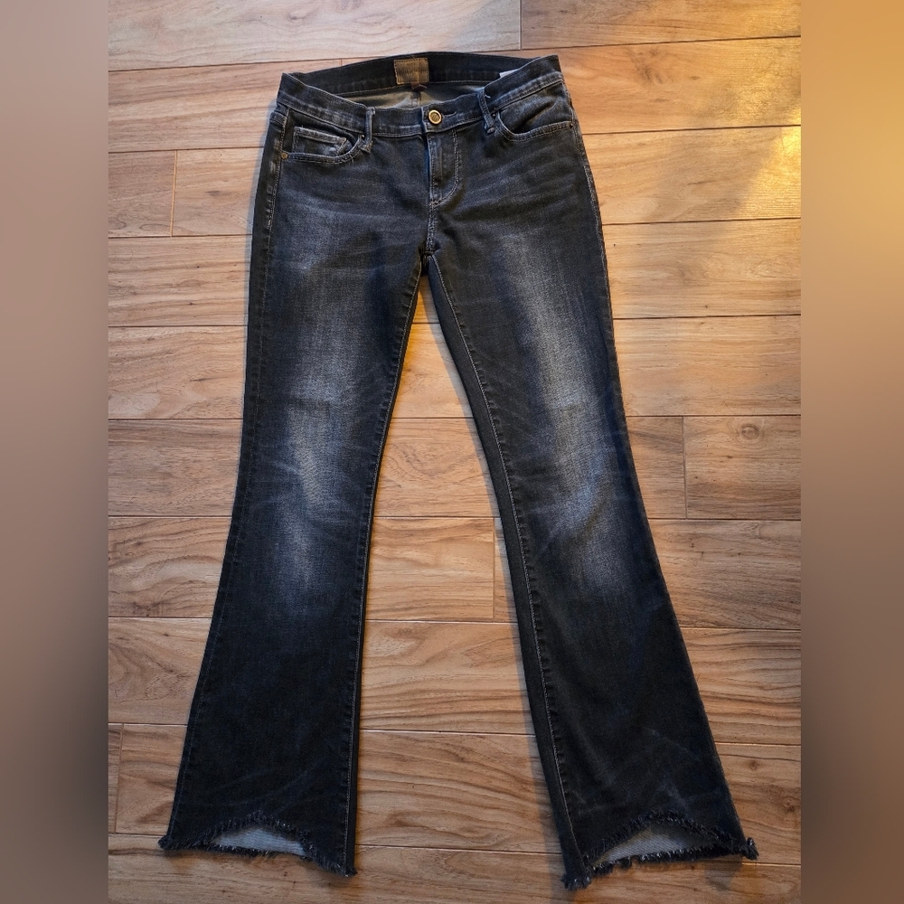 Driftwood Eva Black Flare Jeans Raw Hem Size 26